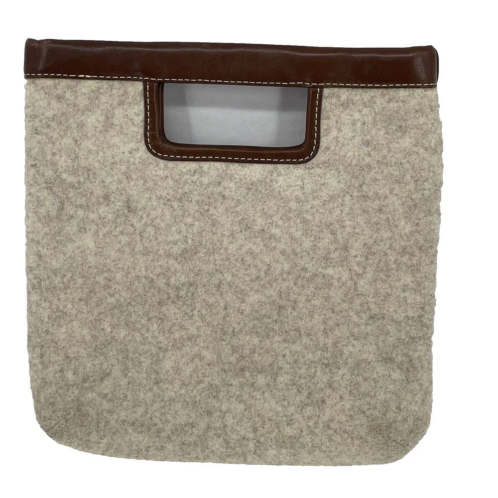 Banana Republic Y2K Vintage Bag Felt Wool Leather Beige 70s Vibe Clutch Purse